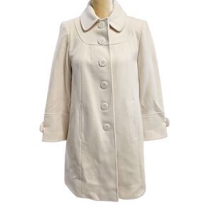 Preston‎ & York Ivory Peacoat, Size 8P, Button Closure, Wool Blend
